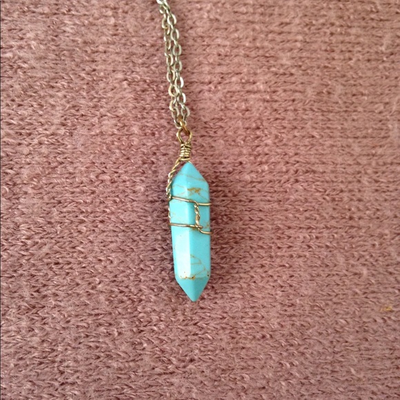 Handmade Jewelry - Turquoise Point Wire-Wrapped Handmade Necklace